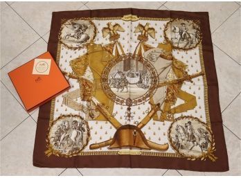 Authentic Hermes Silk Scarf 'Napoleon' With Box 90cm  (H-2)