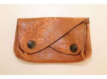 Vintage Leather Coin Purse Wallet Floral (p-1)