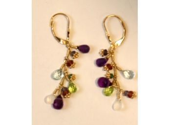 Pair Of Sterling Silver Glass Beaded Earrings (AGS-13)