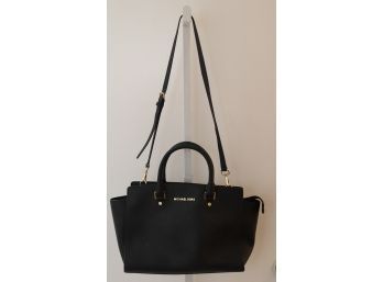 Michael Kors Black Leather Hand Bag Purse (TR-3)