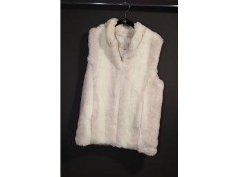 Donna Salyers Fabulous Furs White Faux Fur Vest Size S