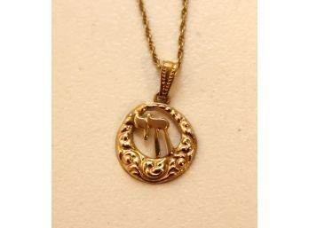 Vintage 14k Yellow Gold Chain With Chai Charm Judaica  (AGS-15)