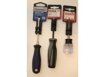 New Craftsman Scratch Awl, Diamond Tip Screwdriver And Kobalt Slotted Screwdriver. (CS-11)