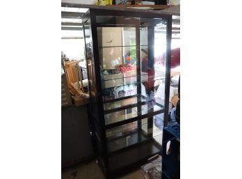 Wood And Glass Lighted Display Cabinet