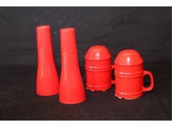 Vintage Red Salt And Pepper Shakers