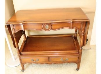 Vintage Wooden Dining Room Server With Dropdown Sides And Removable Serving Tray