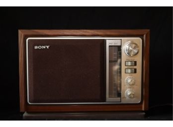 Sony ICF-9740W AM/FM 2 Band Woodgrain Table Radio Vintage