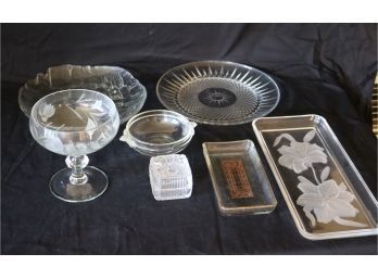 Assorted Vintage Glass Serving Platters. (B-67)