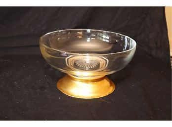 Glass Bowl With Gold Base. (C-9)