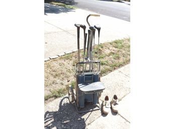 Vintage Golf Clubs And Cart Bag (G-5)