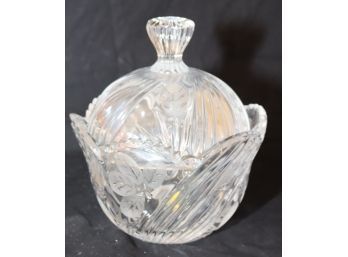 Vintage Covered Polonia Lead Crystal Bowl Made In Poland (b-58)