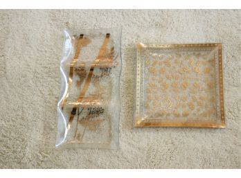 Vintage Glass Trays Gold (B-82)