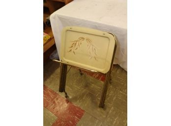 Vintage Folding TV Dinner Trays On Rolling Rack