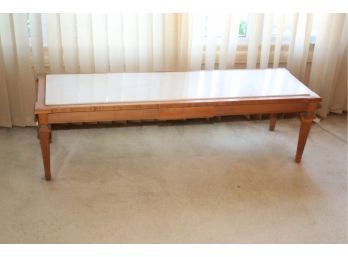 Vintage Marble Top Rectangular Wooden Coffee Table. (B-1)