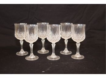 Set Of 6 Vintage Crystal Glasses. (B-49)