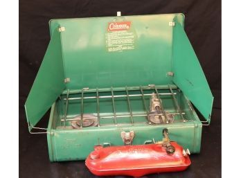 Vintage Coleman 425E Dual 2 Burner Green Camp Stove (S-17)