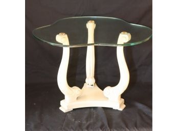 Vintage Glass Top Side Table (S-10)