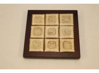 Vintage Mid-century Rosenthal Netter Wood Framed Tile Trivet (C-23)