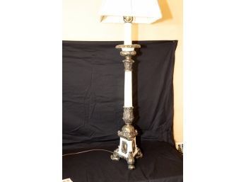 Vintage TALL Candle Stick Lamp With Shade Brass Base (B-25)