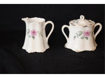 Venitian Rose 2098 Creamer And Sugar Bowl