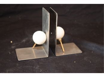 Vintage Golfball On Tee Bookends (S-11)