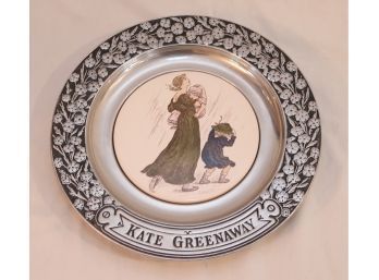 KATE GREENAWAY CERAMIC INSERT IN PEWTER PLATE