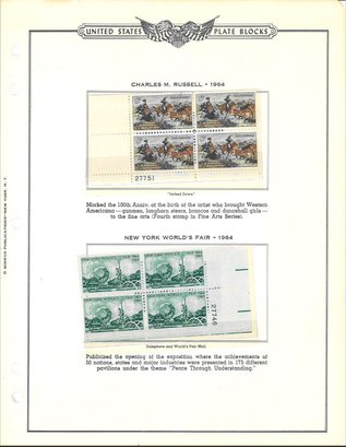 United States Plate Block- Charles M. Russell 1964/New York World's Fair 1964