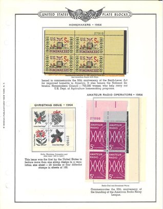 United States Plate Block- Homemakers 1964/Christmas Issue 1964/Amateur Radio Operators 1964