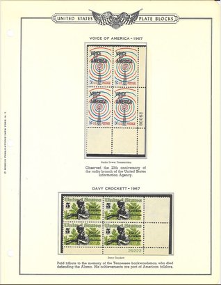 United States Plate Block-Voice Of America 1967/Davy Crockett 1967