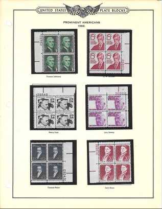 United States Plate Block-Prominent Americans 1968