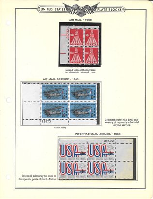 United States Plate Block-Air Mail 1968/Air Mail Service 1968/International Airmail 1968