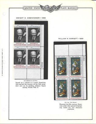 United States Plate Block-Dwight D. Eisenhower 1969/William M. Harnett 1969