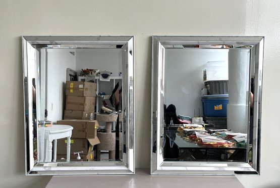 Twin Beveled Glass Mirrors (set Of 2)