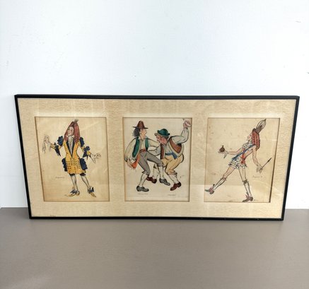 Framed Original Ink & Watercolor Illustrations For 'The Emperor's New Clothes' (Signed)