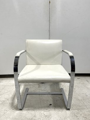 MCM White & Chrome Cantilever Chair By Alivar