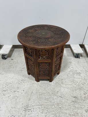 Vintage Moroccan Folding Side Table With Inlay