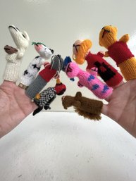 Vintage Handmade Crotchet Knit Finger Puppets (8-piece Set)