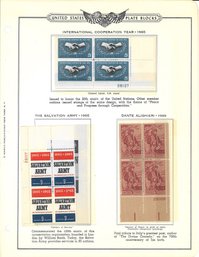 United States Plate Block- International Cooperation 1965/The Salvation Army 1965/Dante Alighieri 1965