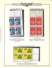 United States Plate Block-Bill Of Rights 1966/Polish Millennium 1966/National Park Service 1966