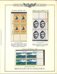 United States Plate Block-National Grange 1967/Henry David Thoreau 1967/Canada Centennial 1967