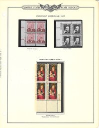 United States Plate Block-Prominent Americans 1967/Christmas Issue 1967