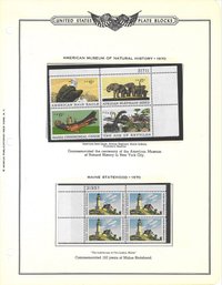 United States Plate Block-American Museum Of Natural History 1970/ Maine Statehood 1970