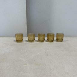 Set Of 5 Amber Tea Light Holders (Tea Lights Not Included)