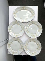 Vintage Polish China  Set Of 4 Dishes &  1 Platter