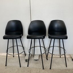 Set Of 3 Retro Black Bar Stools