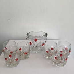 Anna's Mid Century Modern Cocktail Glasses With Matching Ice Bucket