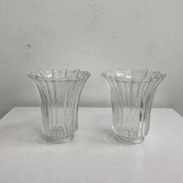 A Pair Of Fluted Glass Lamp Shades #1