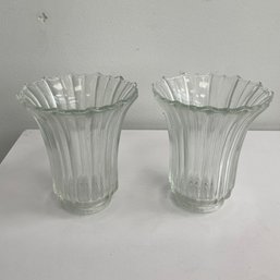 A Pair Of Fluted Glass Lamp Shades #2