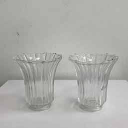 A Pair Of Fluted Glass Lamp Shades #3