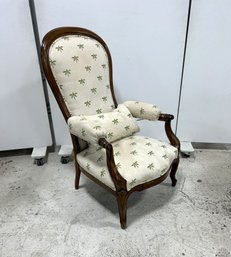 Vintage Carved Parlor Chair & Cushion With Dragonfly Print Upholstery (2-piece Set)